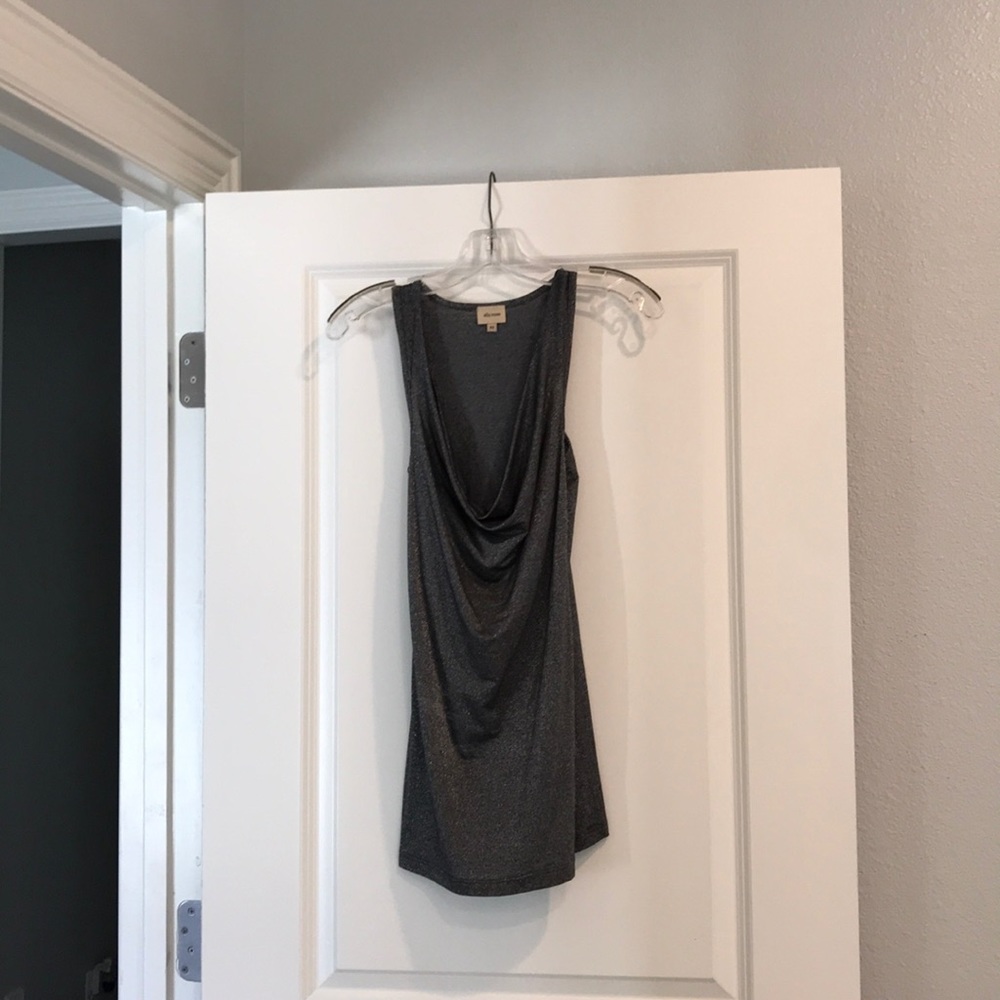 Silver knit cowl neck top